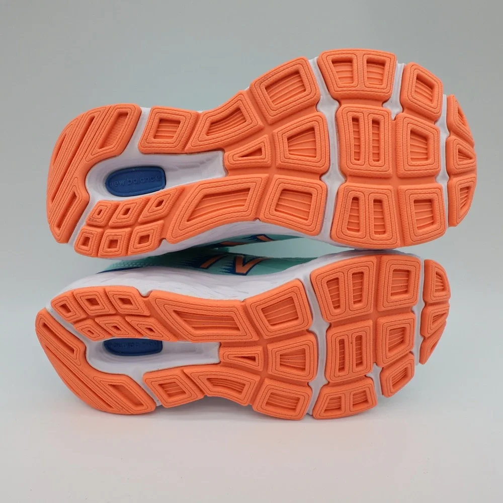 New Balance 680v6 Running Shoes Kids Size 11 Teal Orange Synthetic Mesh Athletic